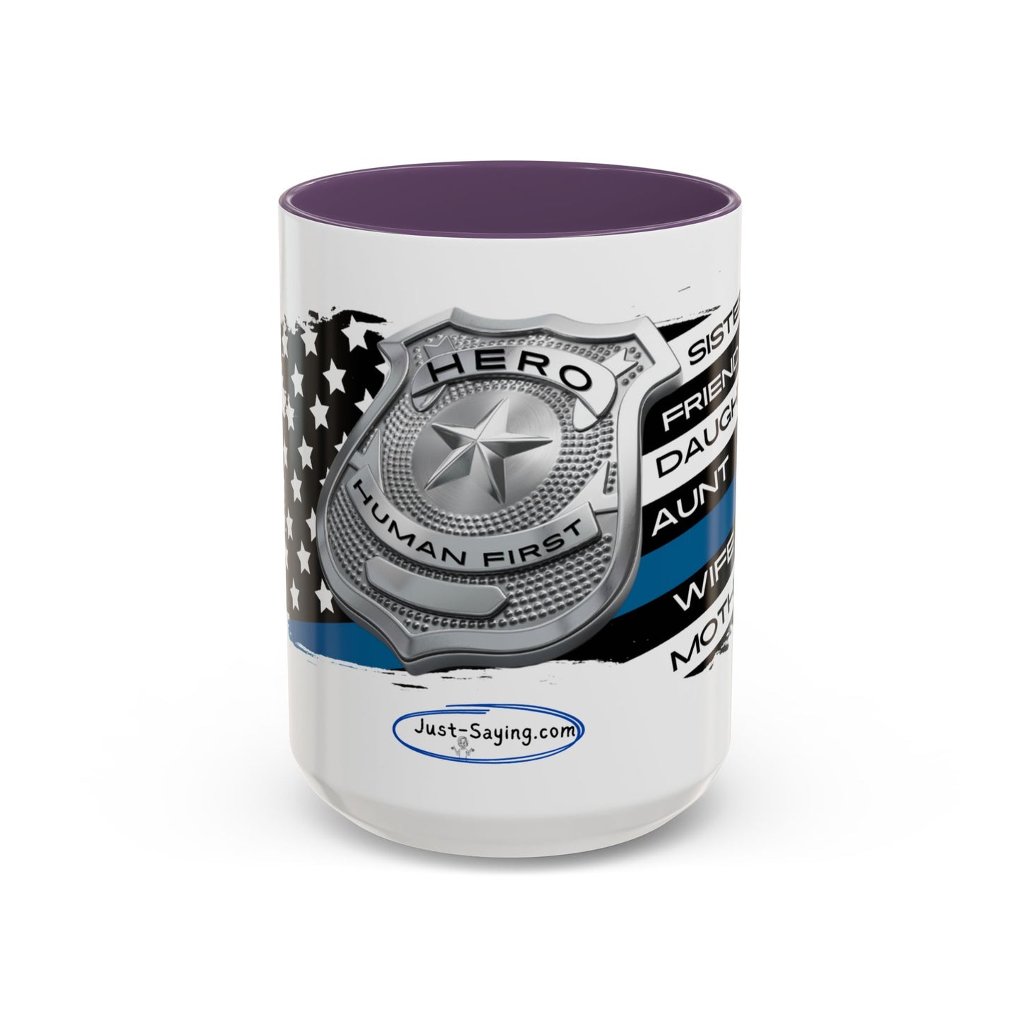 Female Police Hero Accent Coffee Mug (11, 15oz)