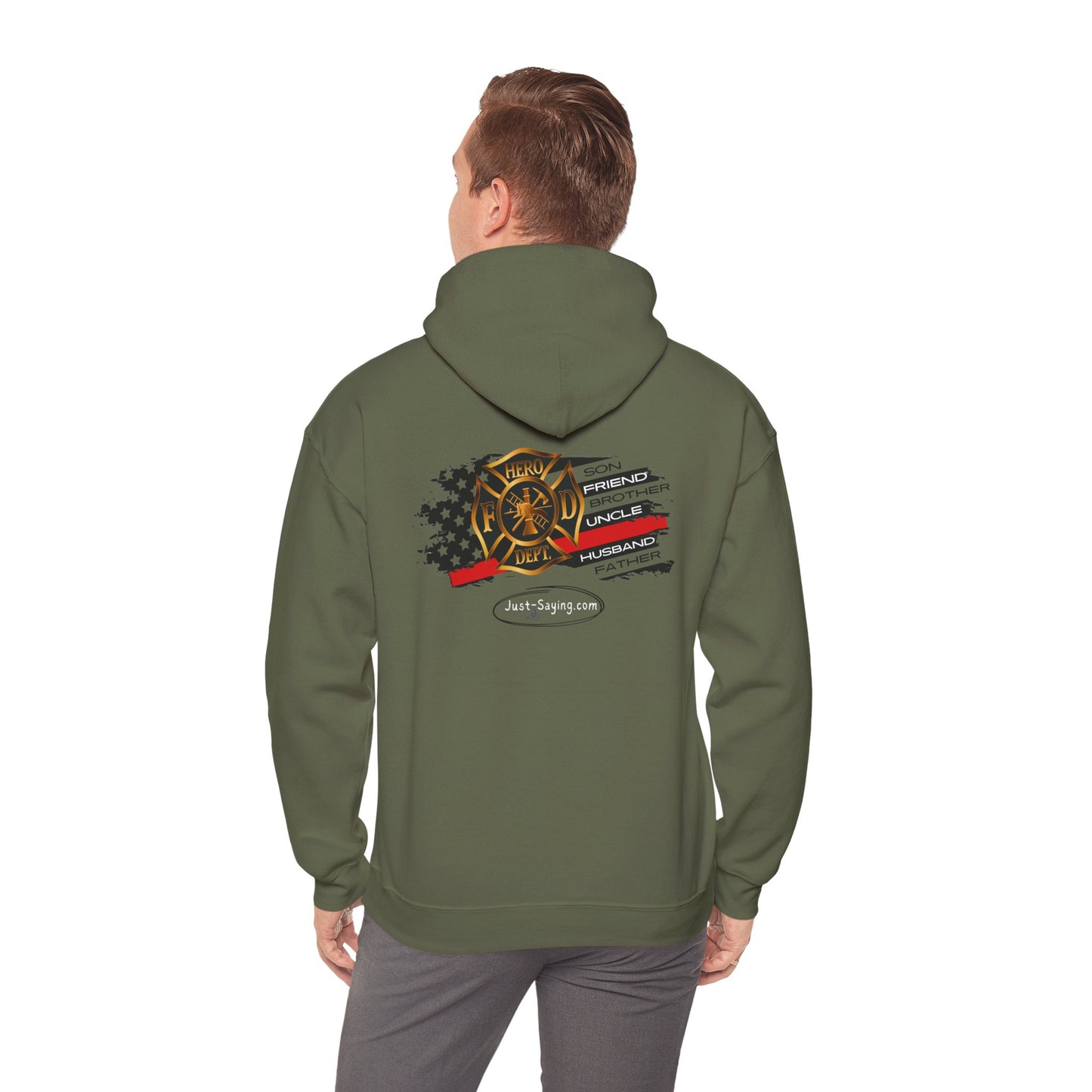 Male Fire Hero Heavy Blend™ Hooded Sweatshirt