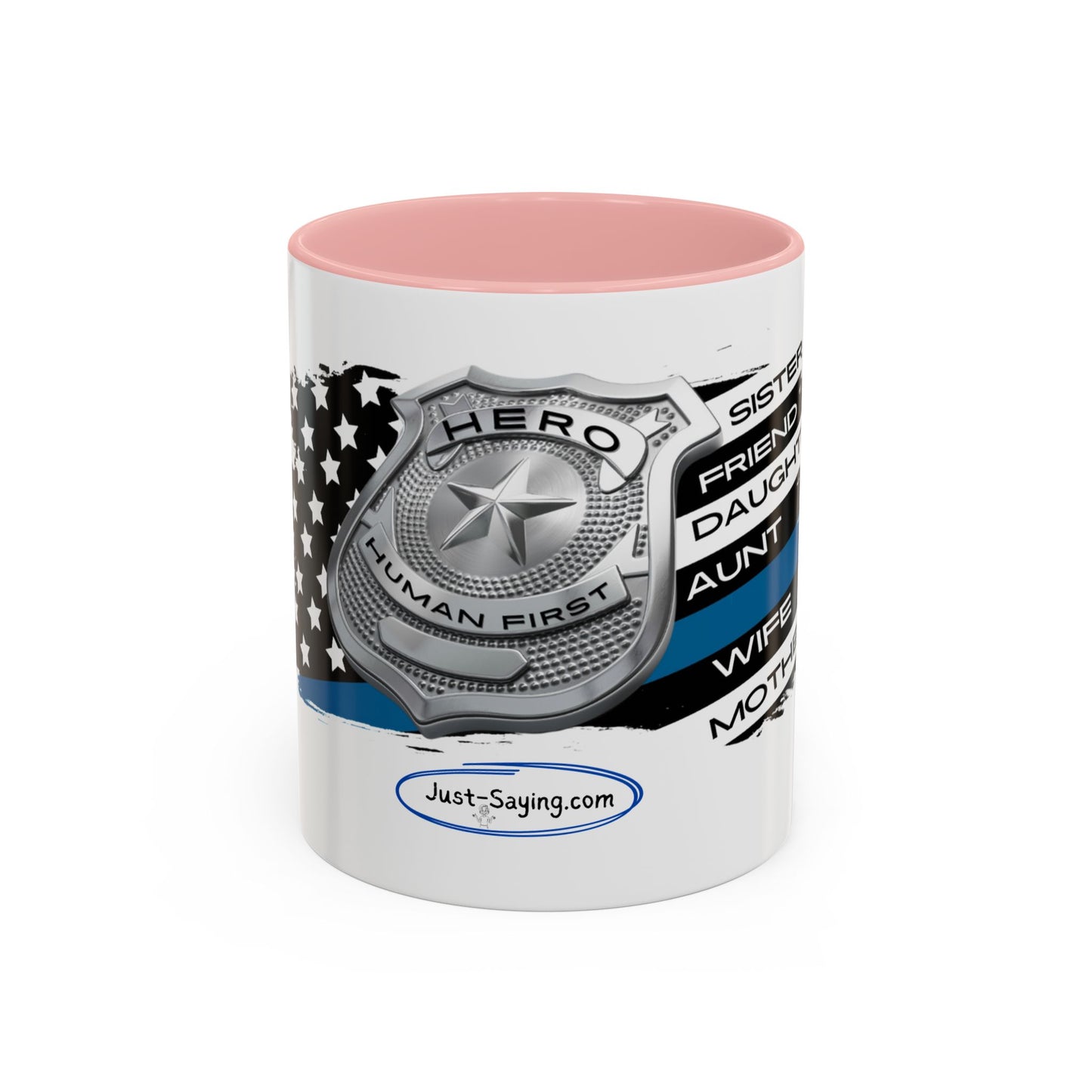 Female Police Hero Accent Coffee Mug (11, 15oz)