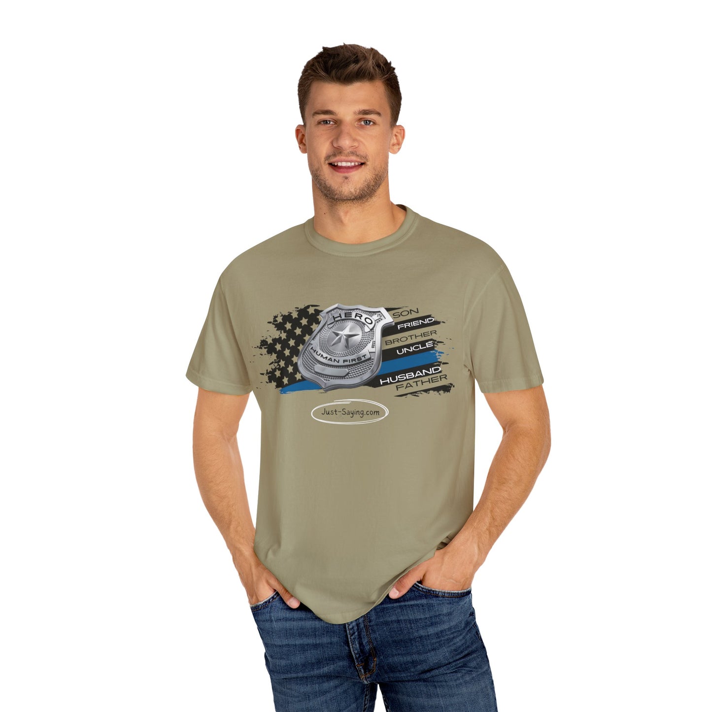 Male Police Hero Garment-Dyed T-shirt