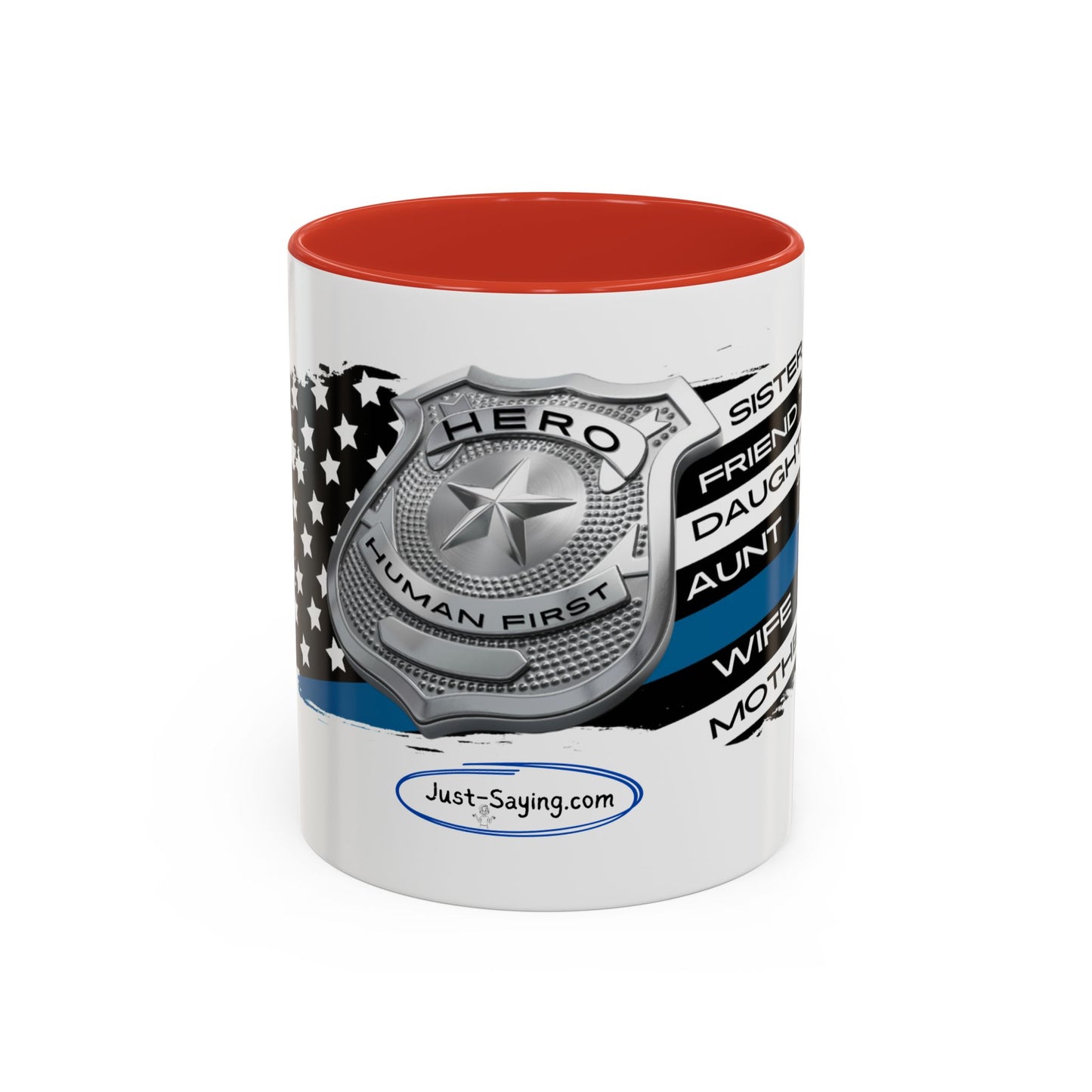 Female Police Hero Accent Coffee Mug (11, 15oz)