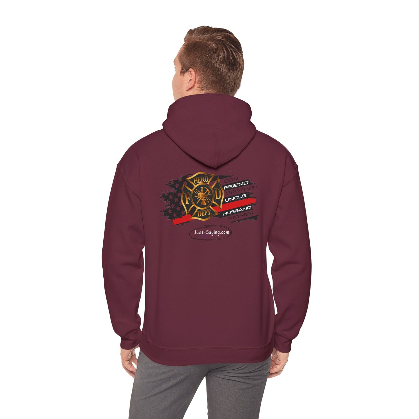 Male Fire Hero Heavy Blend™ Hooded Sweatshirt
