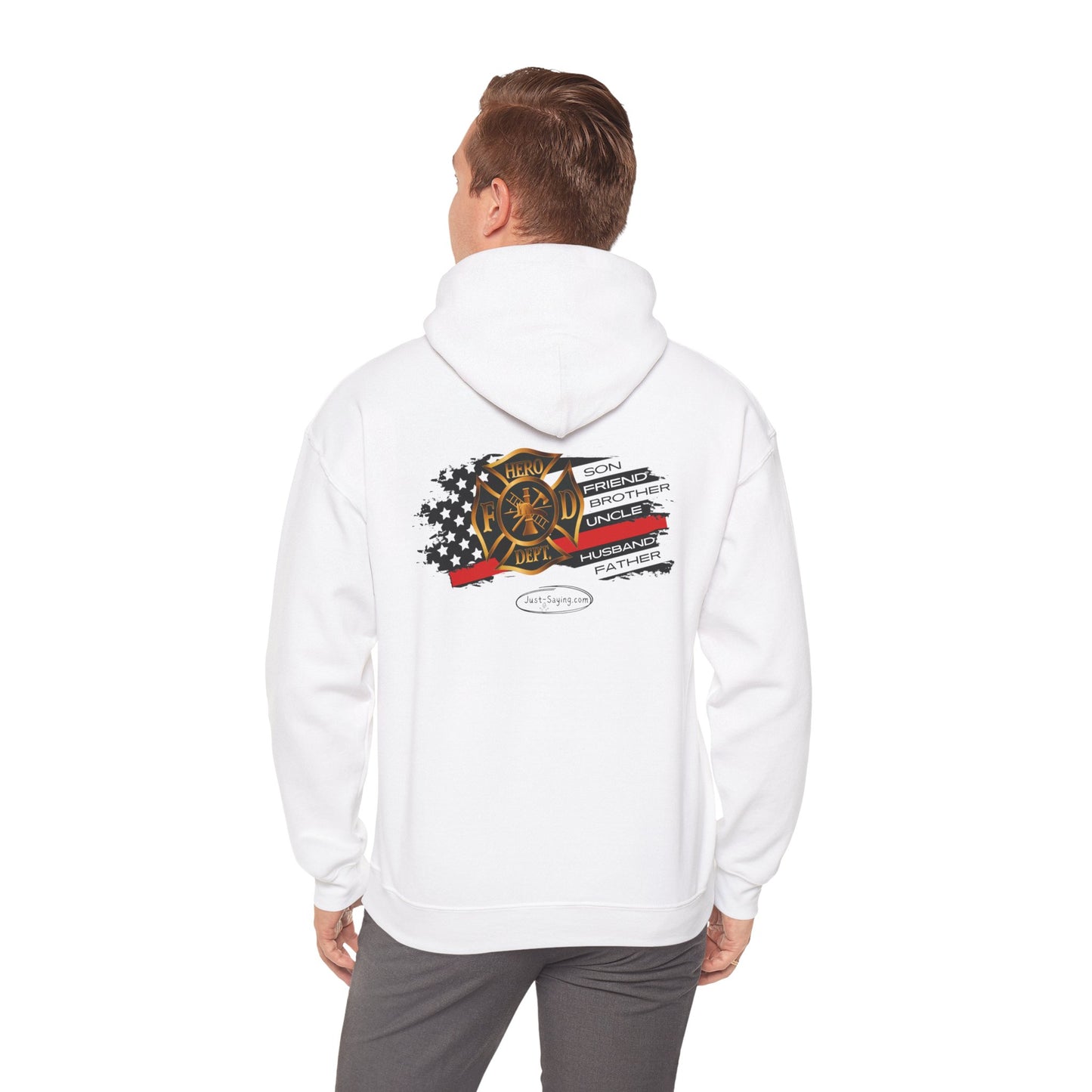 Male Fire Hero Heavy Blend™ Hooded Sweatshirt