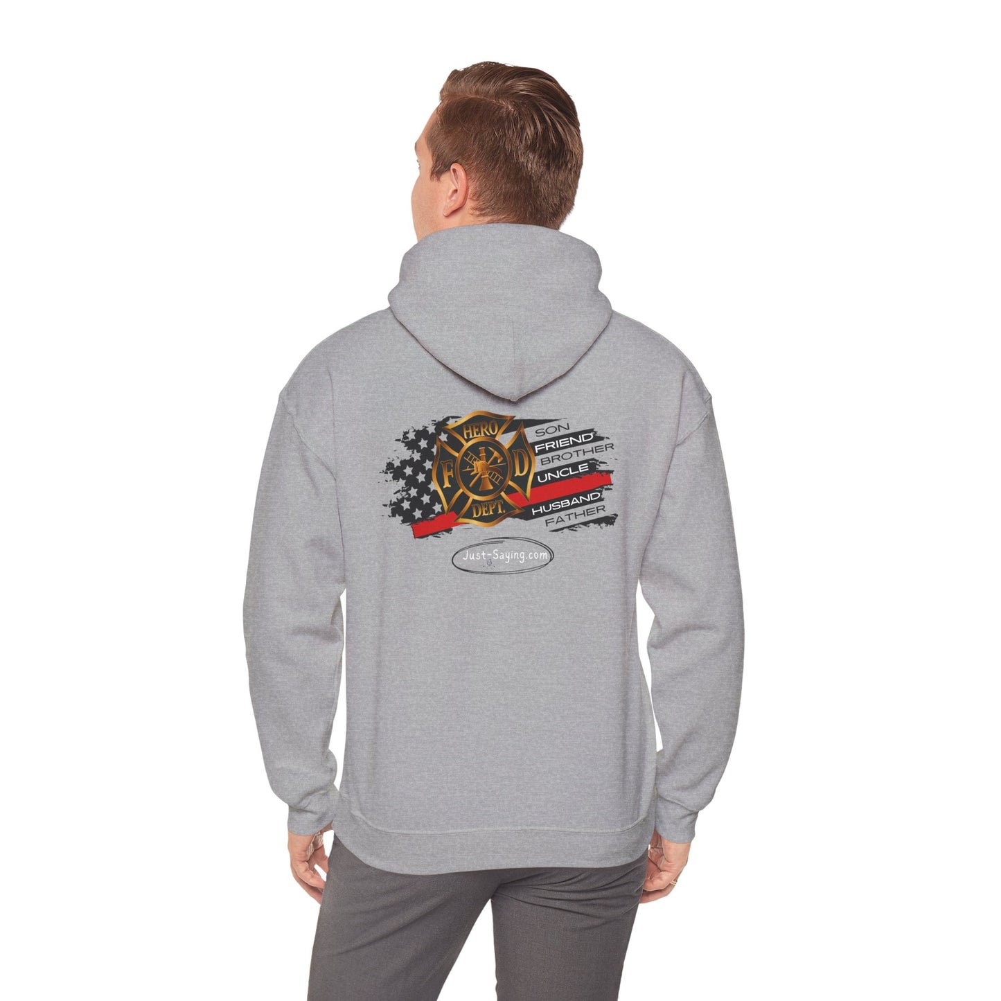 Male Fire Hero Heavy Blend™ Hooded Sweatshirt