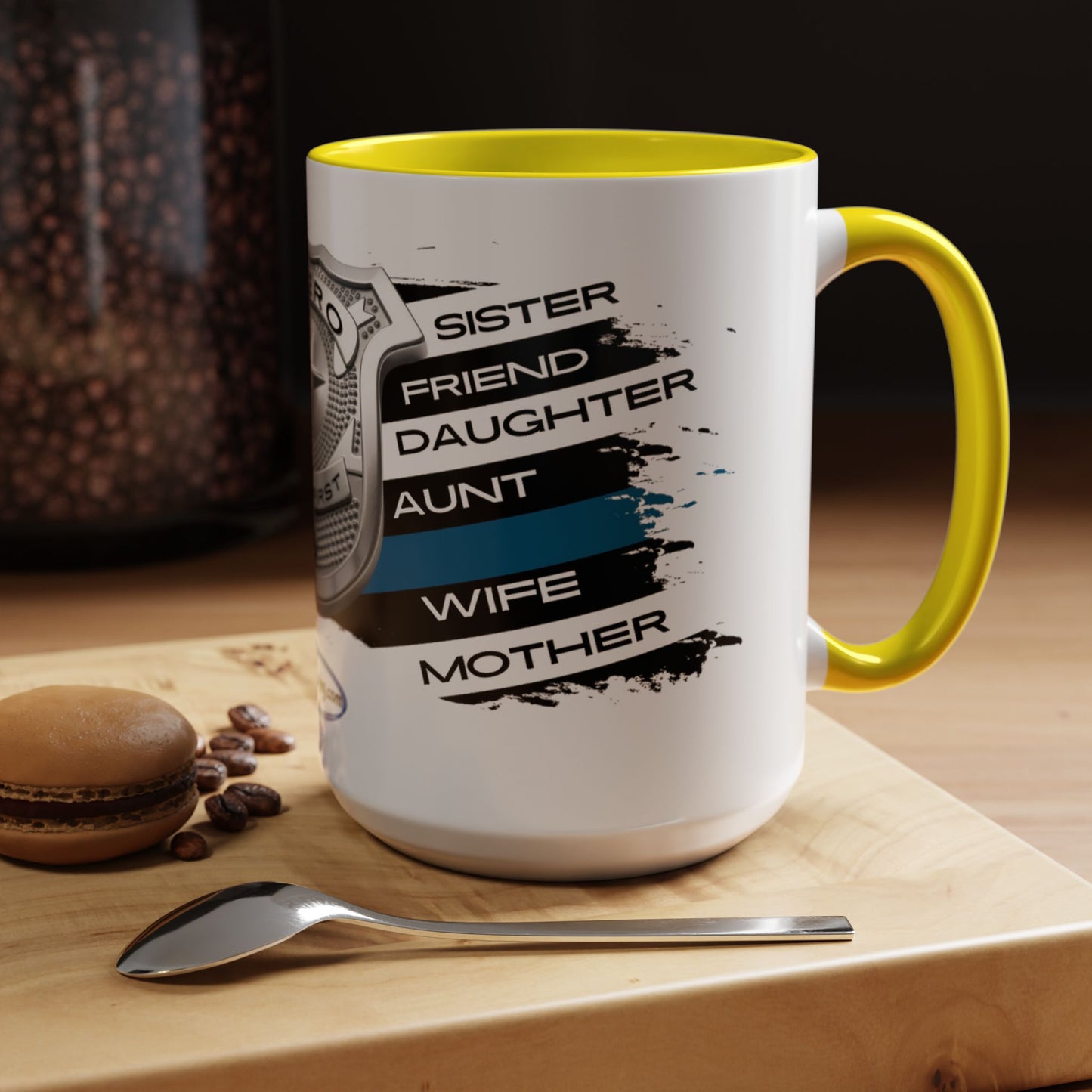 Female Police Hero Accent Coffee Mug (11, 15oz)