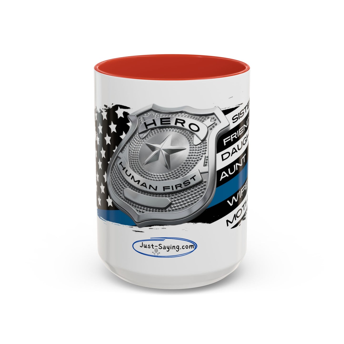 Female Police Hero Accent Coffee Mug (11, 15oz)