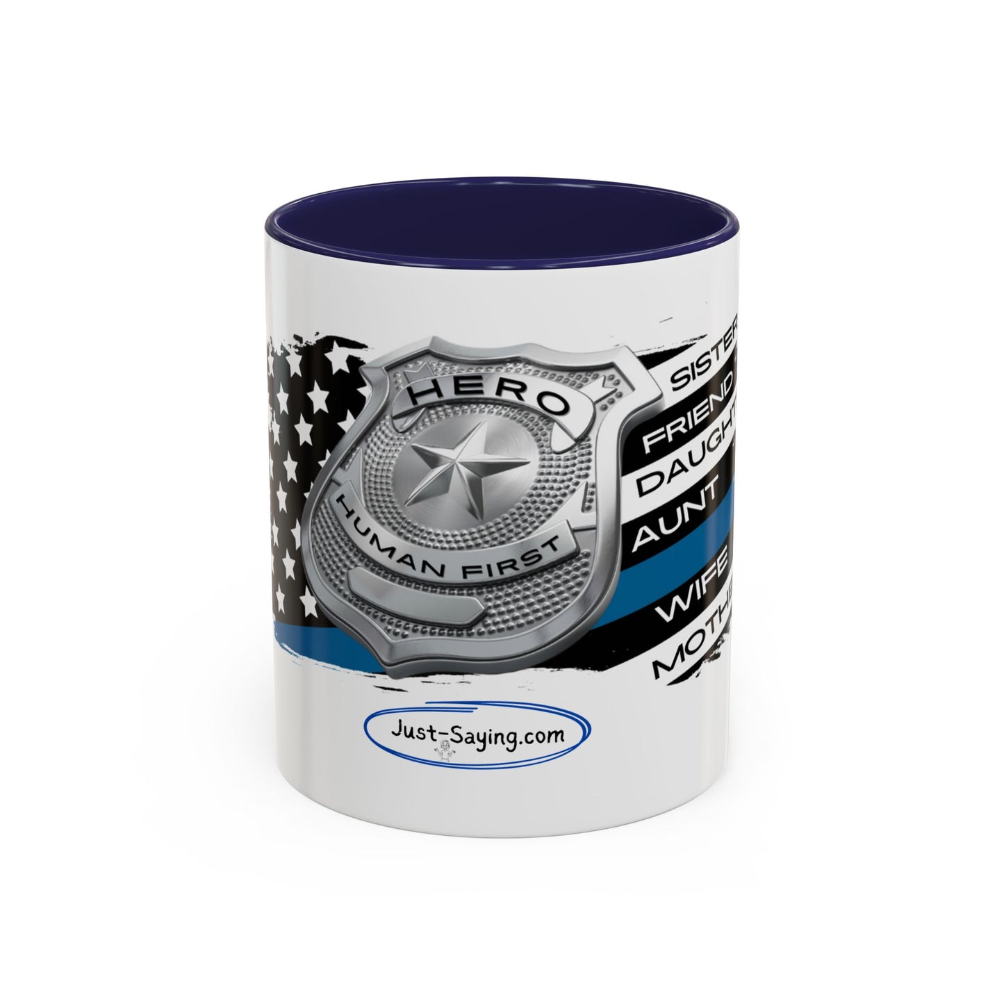 Female Police Hero Accent Coffee Mug (11, 15oz)