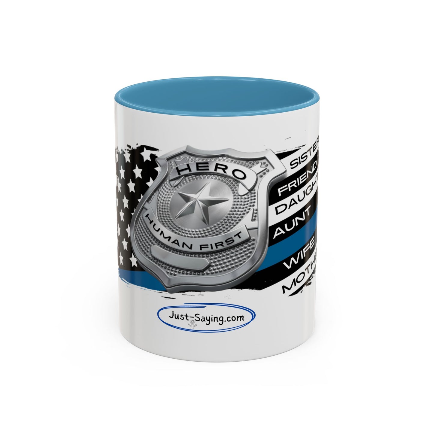 Female Police Hero Accent Coffee Mug (11, 15oz)