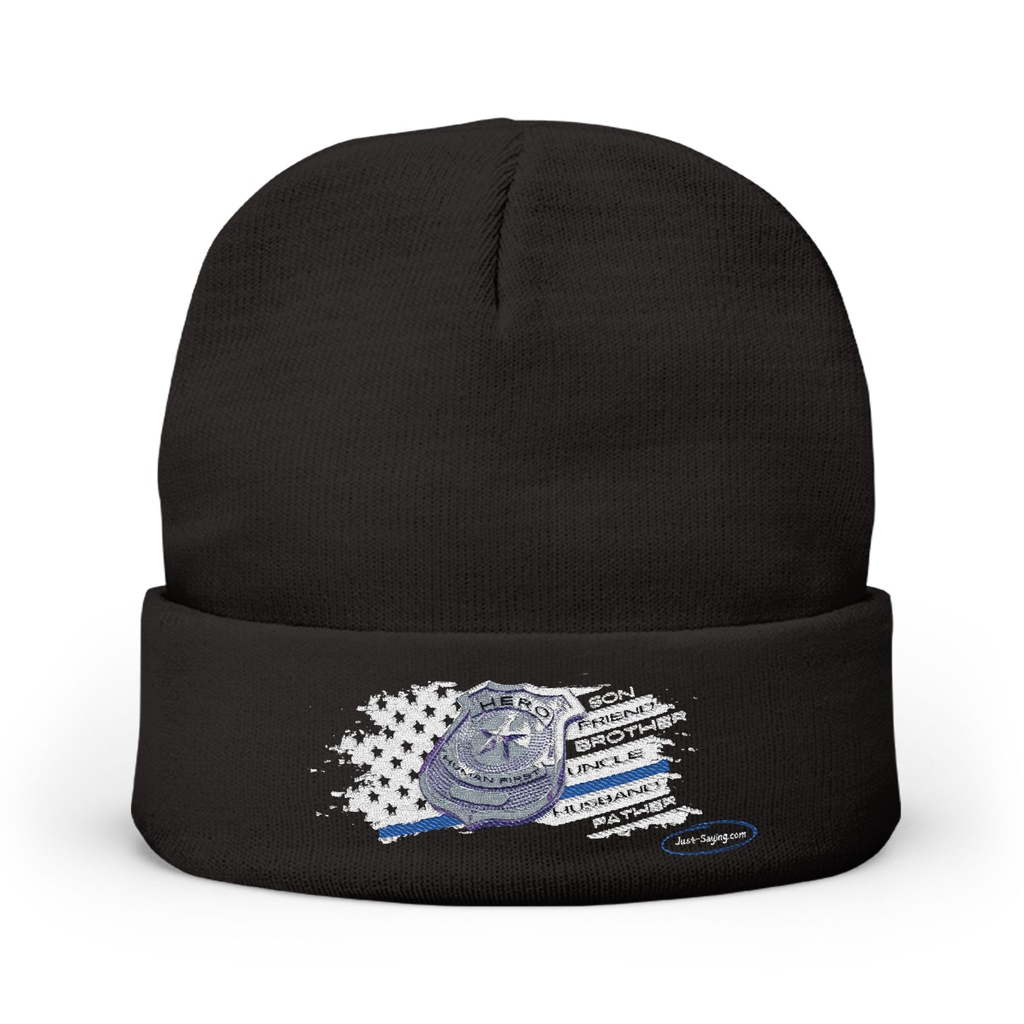 Male Police Knit Beanie (Embroidery)