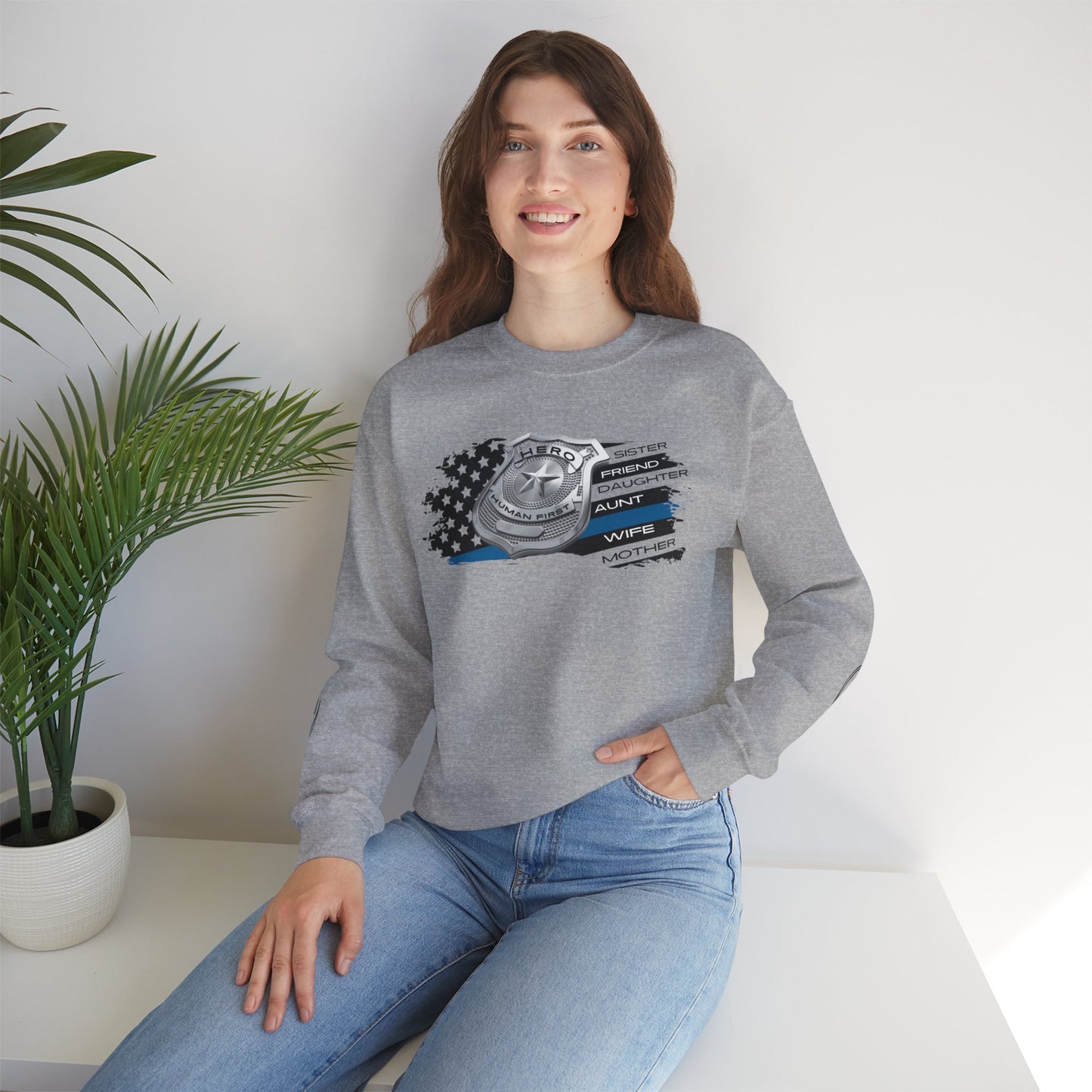 Female Police Hero Heavy Blend™ Crewneck Sweatshirt