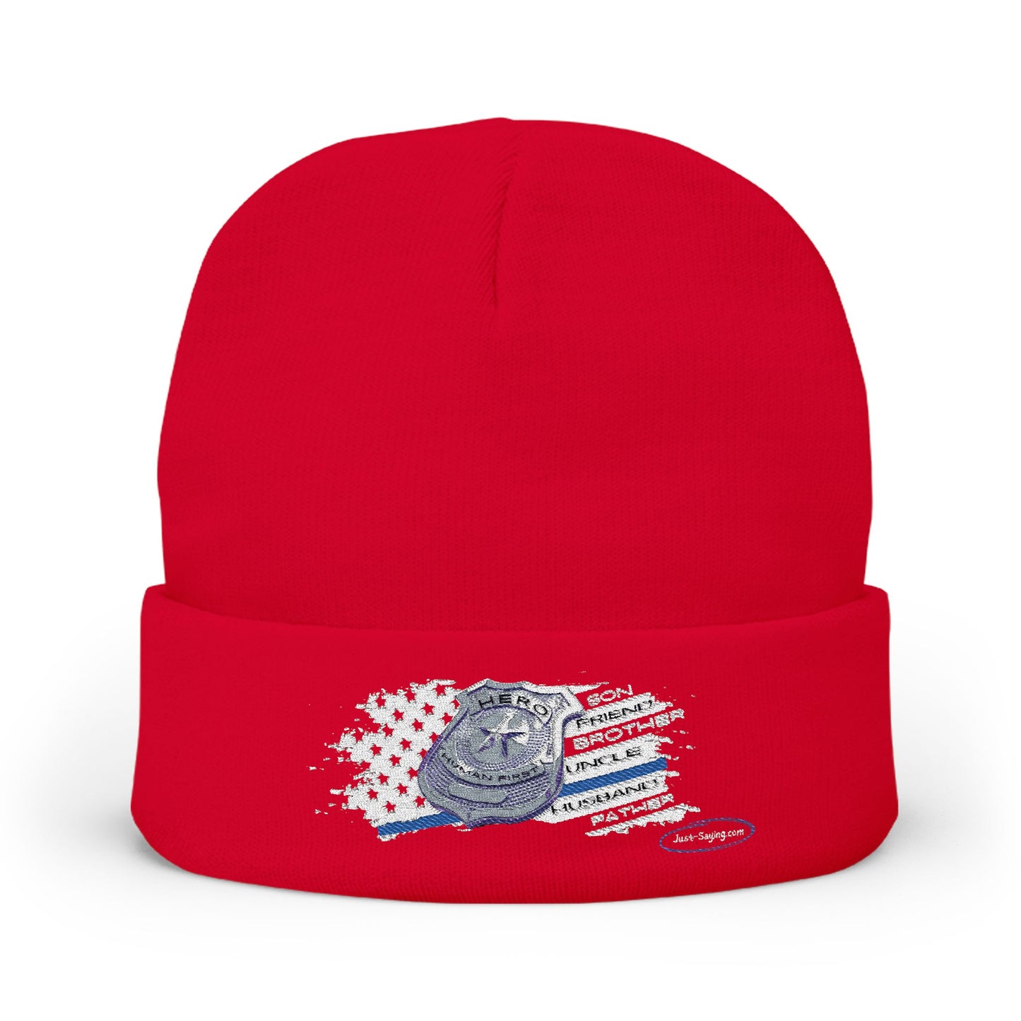 Male Police Knit Beanie (Embroidery)