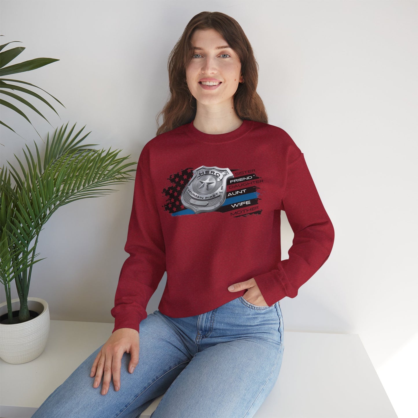 Female Police Hero Heavy Blend™ Crewneck Sweatshirt