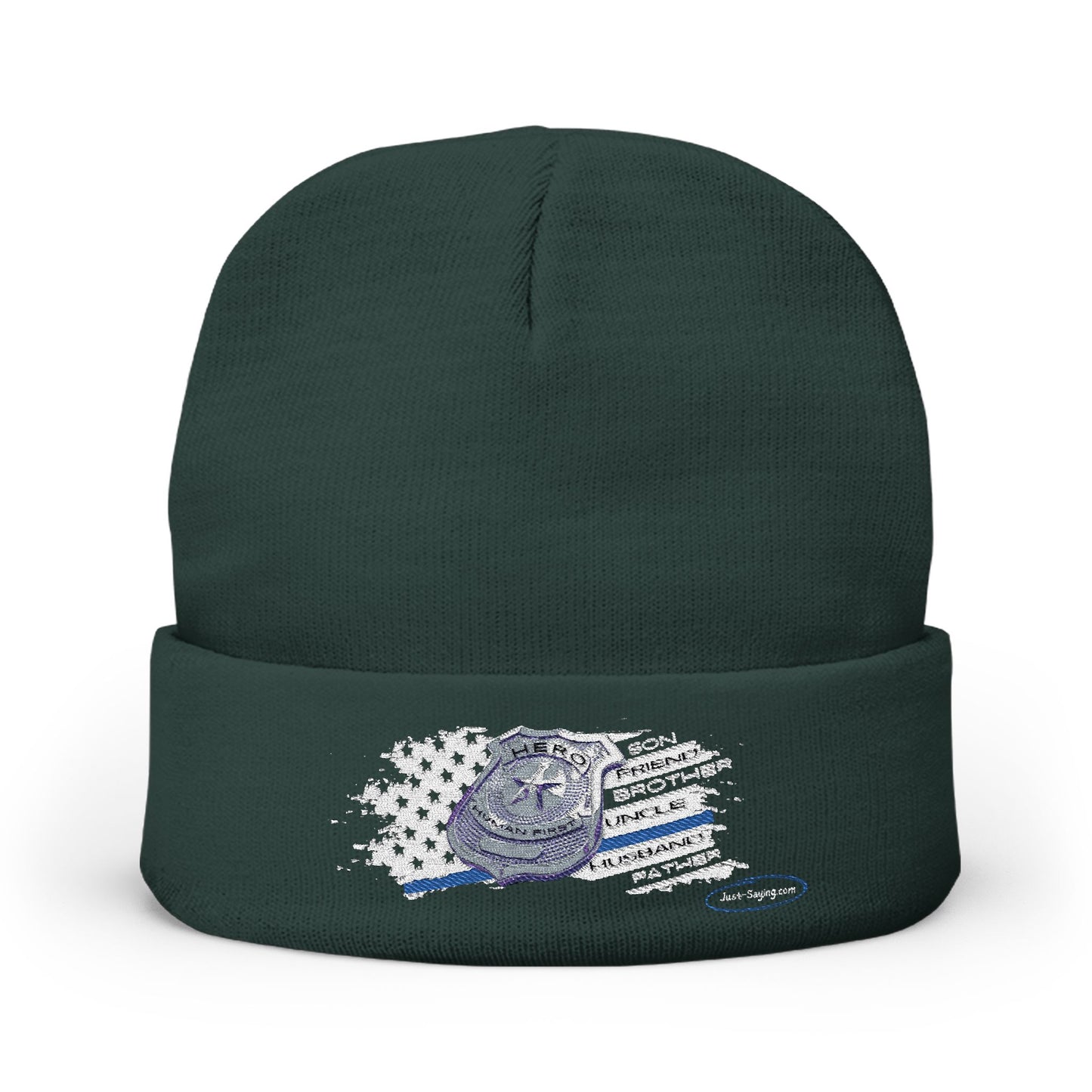 Male Police Knit Beanie (Embroidery)