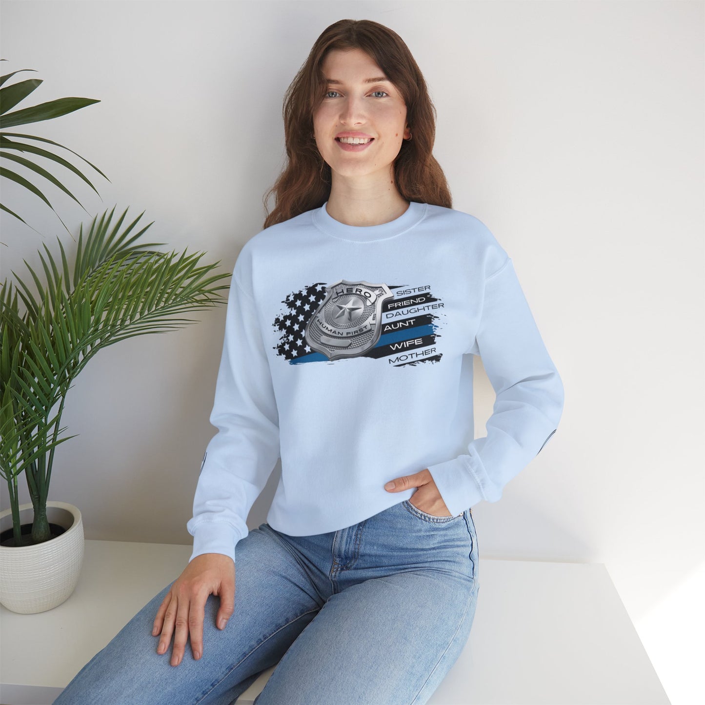 Female Police Hero Heavy Blend™ Crewneck Sweatshirt