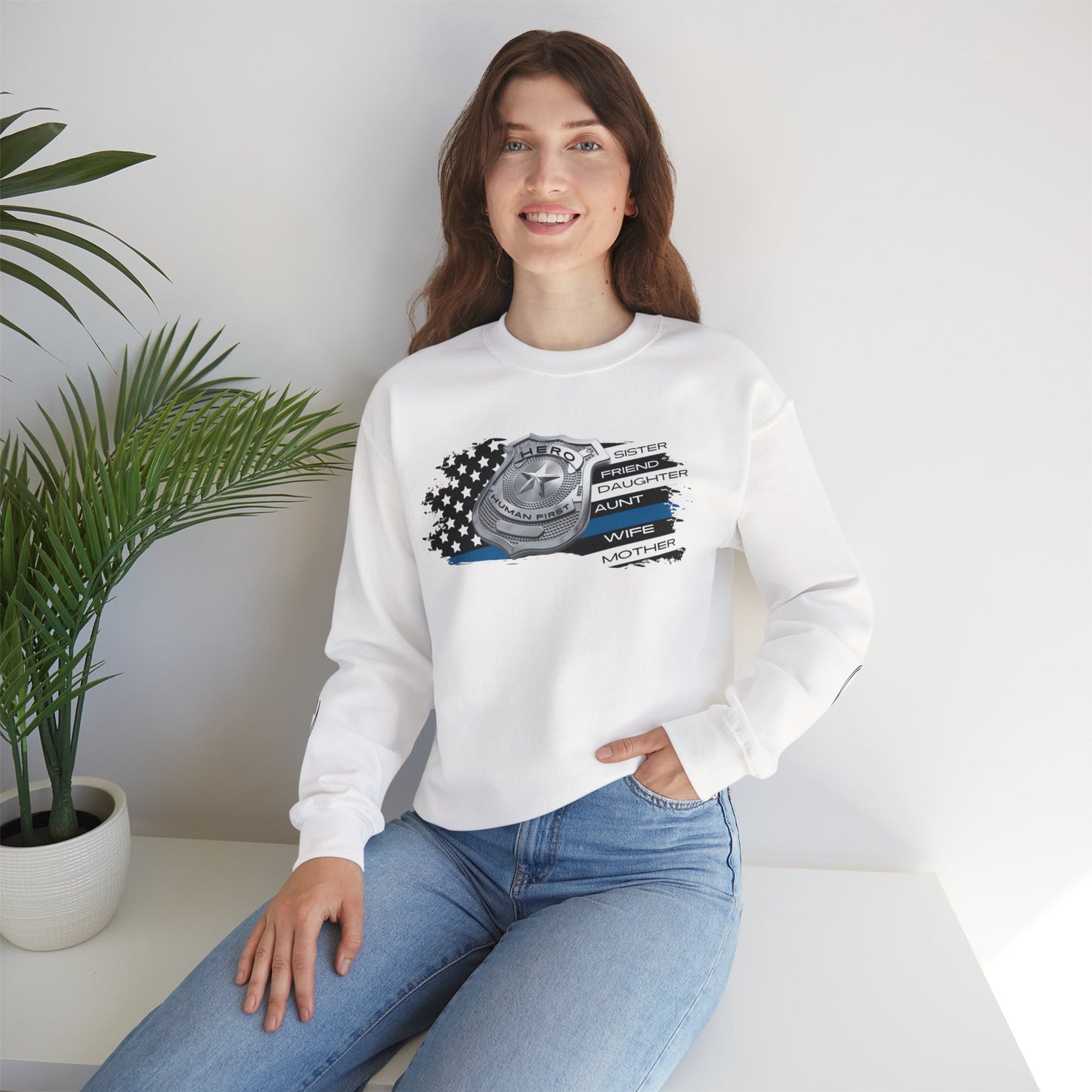 Female Police Hero Heavy Blend™ Crewneck Sweatshirt
