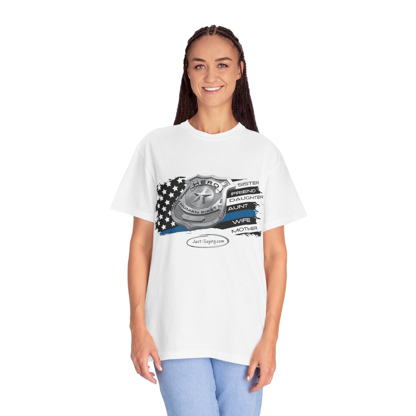 Femle Police Hero Garment-Dyed T-shirt