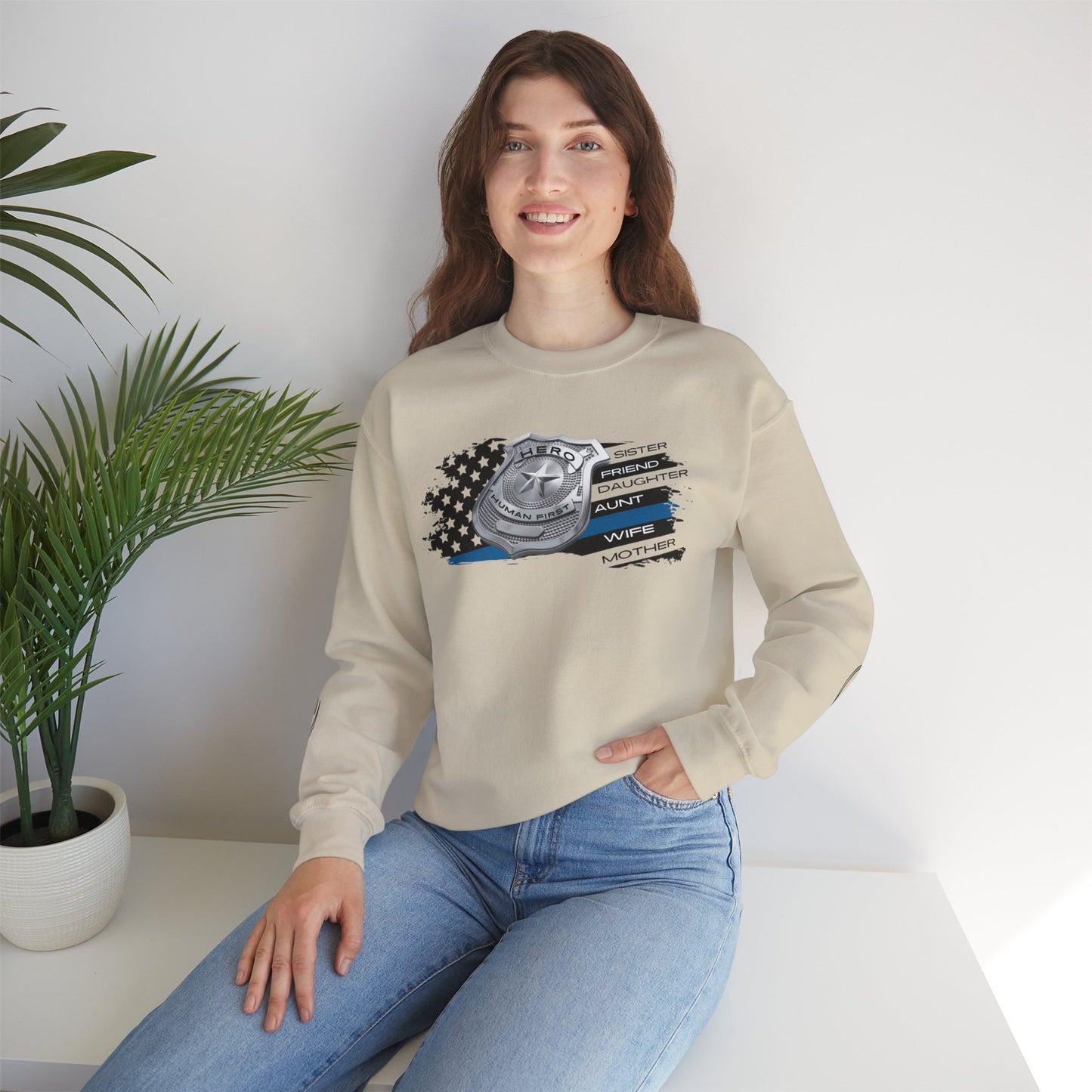 Female Police Hero Heavy Blend™ Crewneck Sweatshirt
