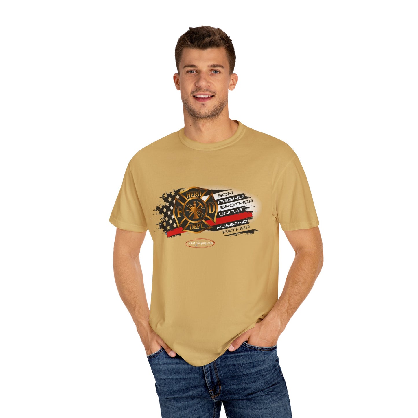 Male Fire Hero Garment-Dyed T-shirt