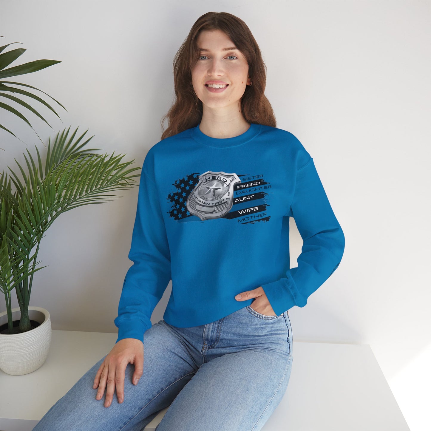 Female Police Hero Heavy Blend™ Crewneck Sweatshirt