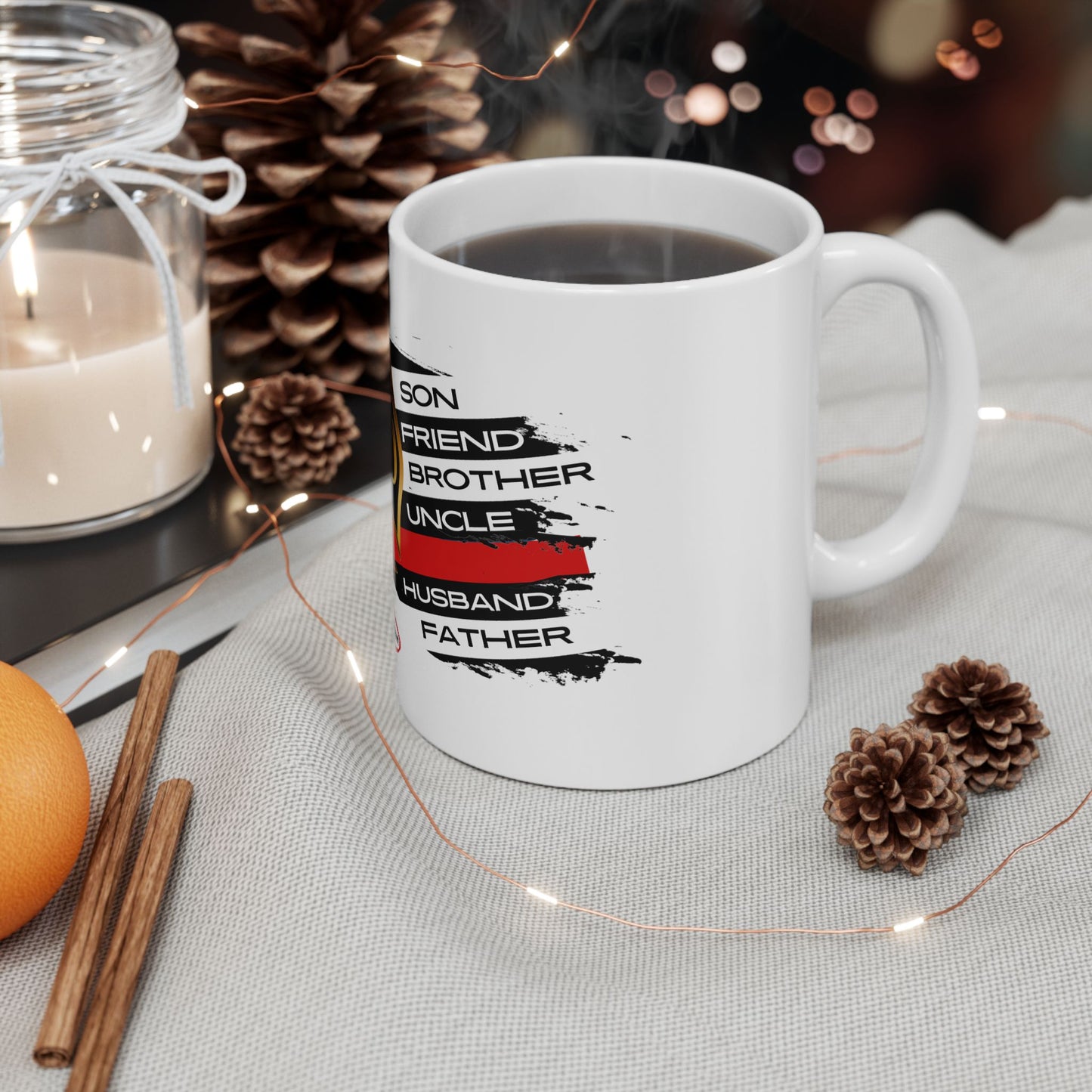 Male Fire Hero Ceramic Mug, (11oz, 15oz)