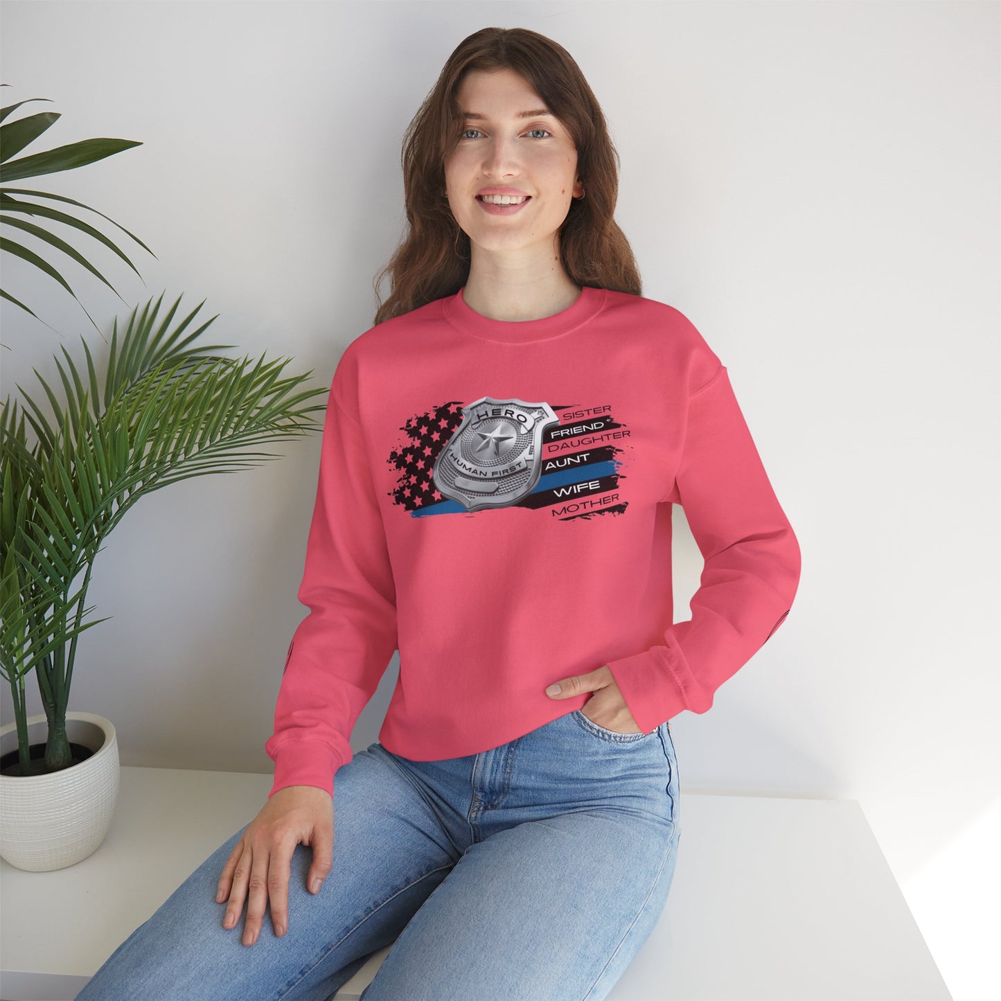 Female Police Hero Heavy Blend™ Crewneck Sweatshirt