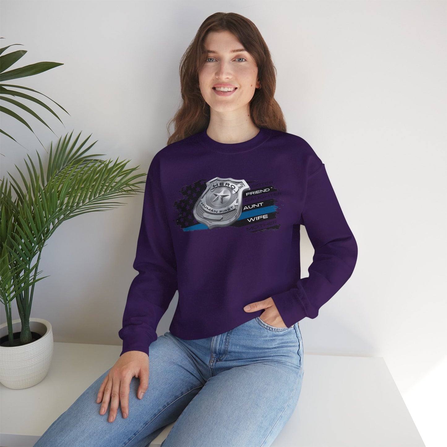 Female Police Hero Heavy Blend™ Crewneck Sweatshirt
