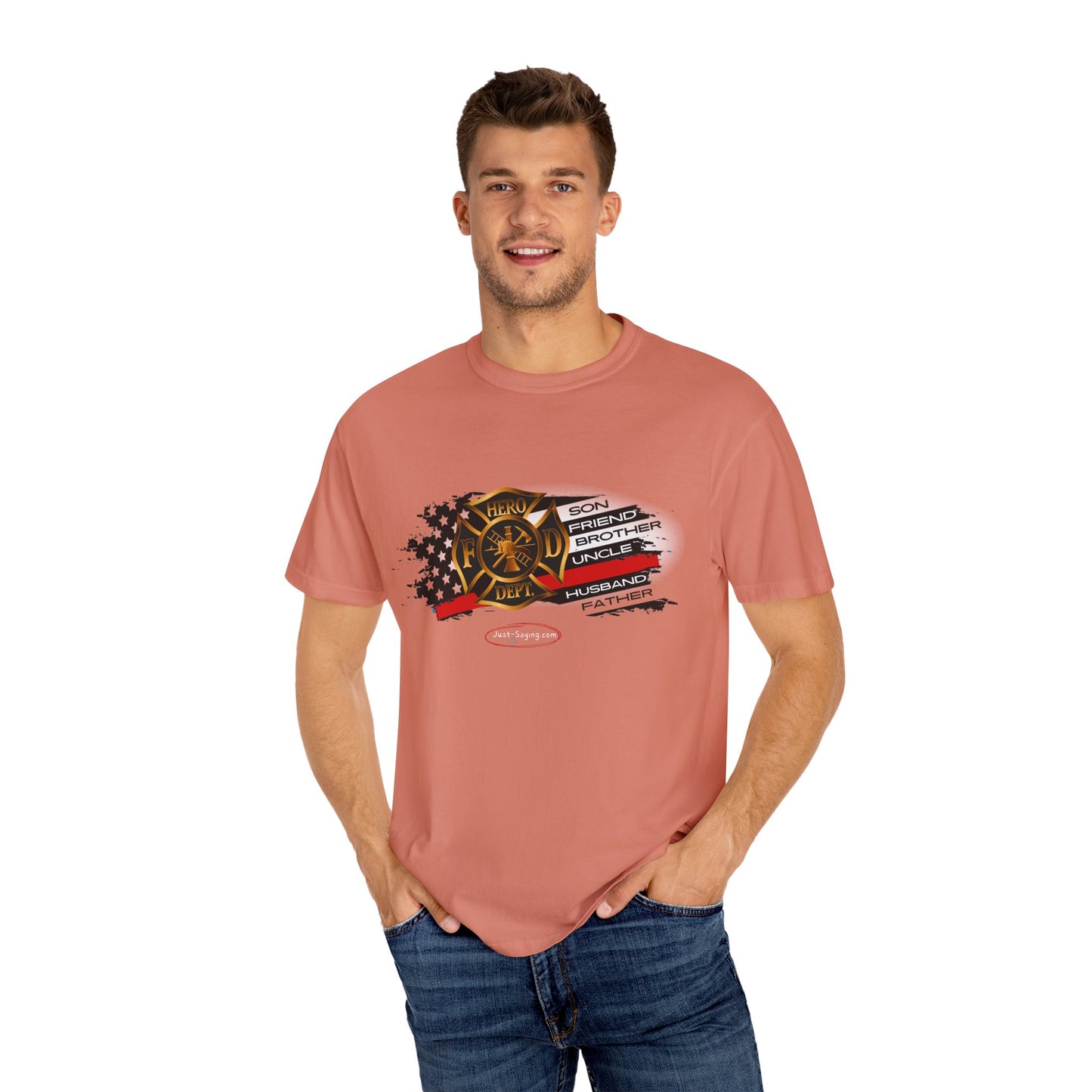 Male Fire Hero Garment-Dyed T-shirt