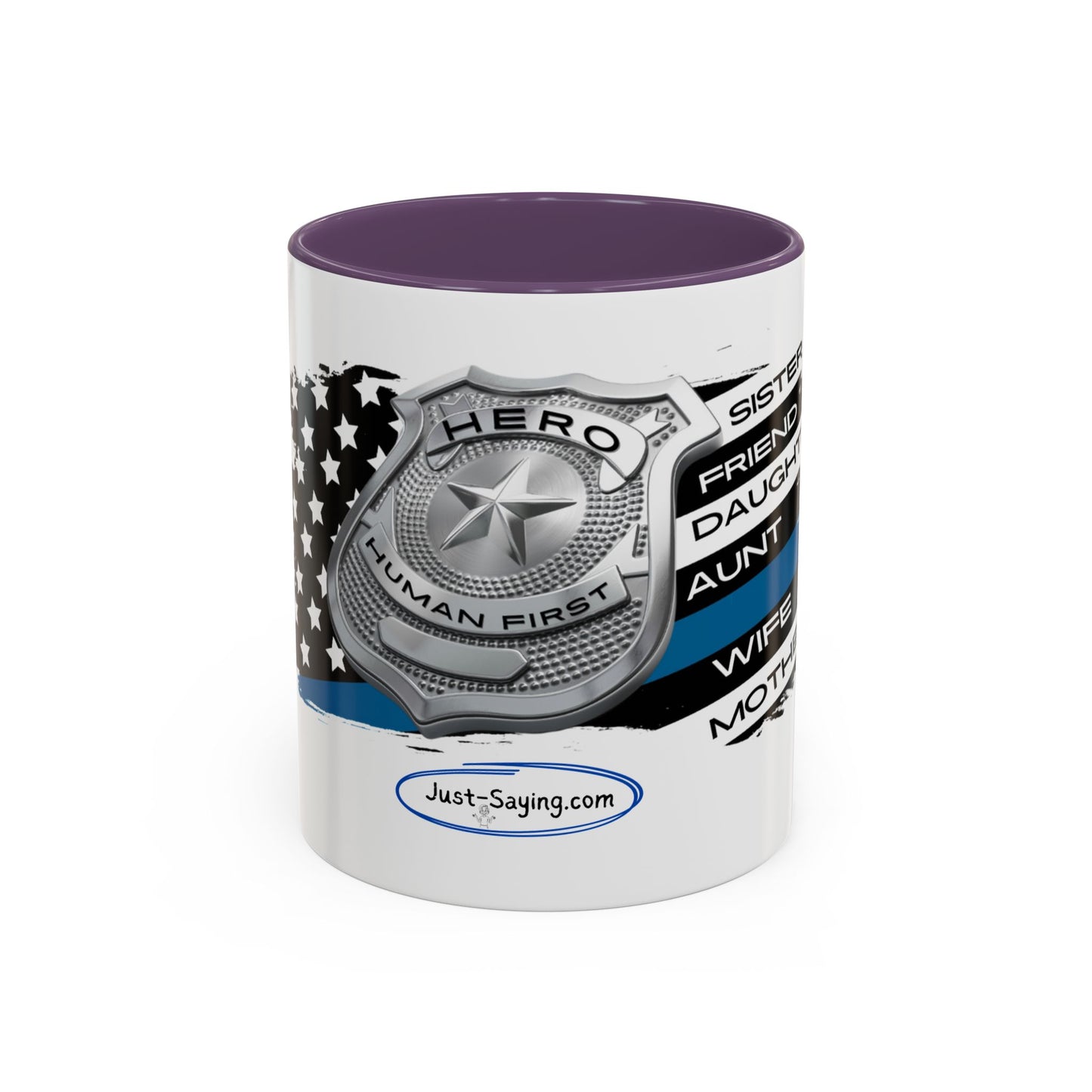 Female Police Hero Accent Coffee Mug (11, 15oz)