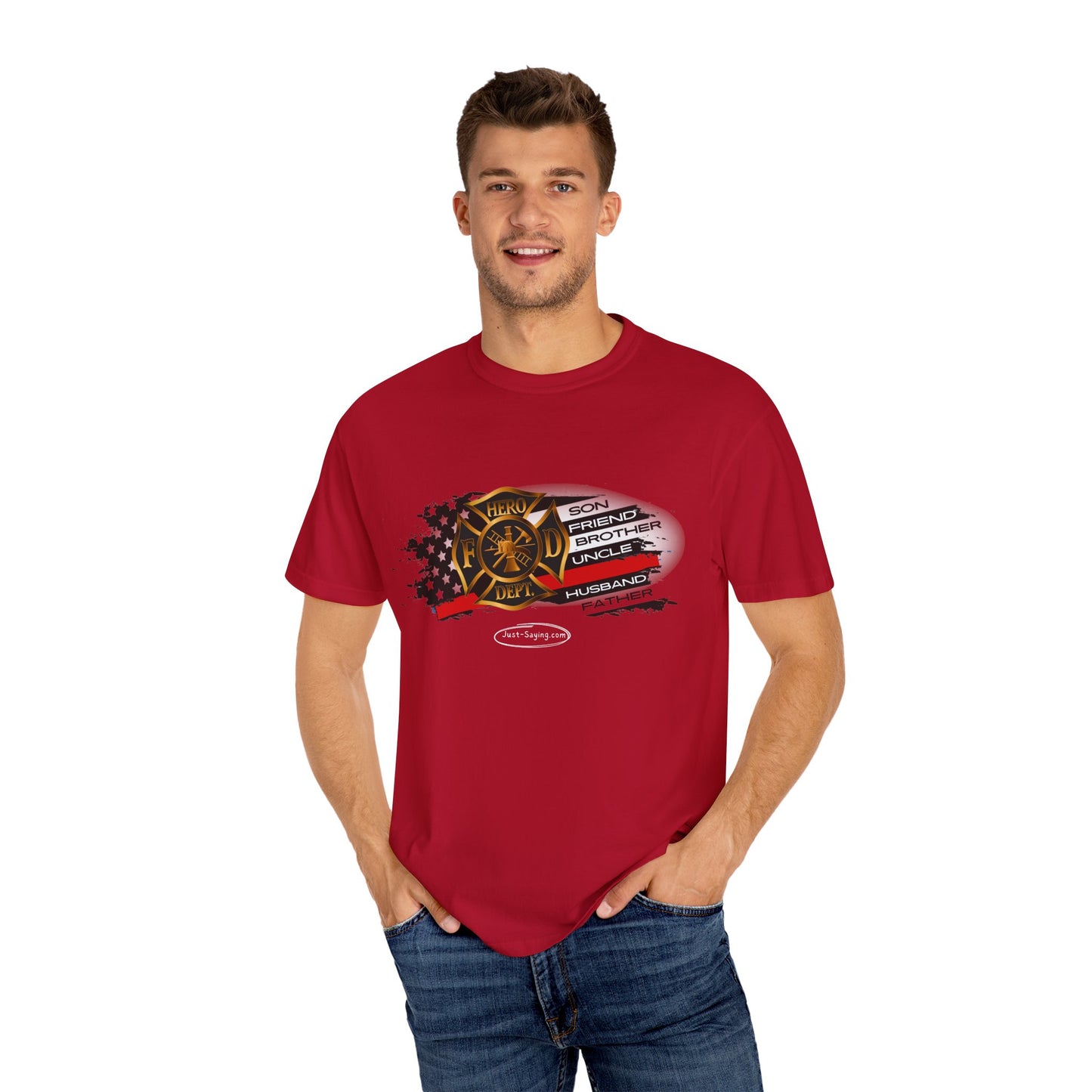 Male Fire Hero Garment-Dyed T-shirt